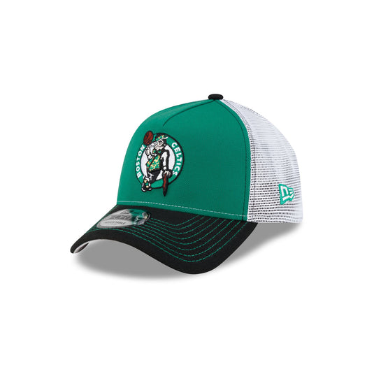 Boston Celtics Hardwood Classics 2000s Contrast Stitch 9FORTY A-Frame Trucker Hat - New Era Cap