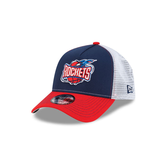 Houston Rockets Hardwood Classics 2000s Contrast Stitch 9FORTY A-Frame Trucker Hat - New Era Cap