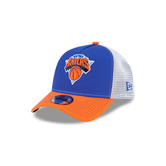 New York Knicks Hardwood Classics 2000s Contrast Stitch 9FORTY A-Frame Trucker Hat - New Era Cap