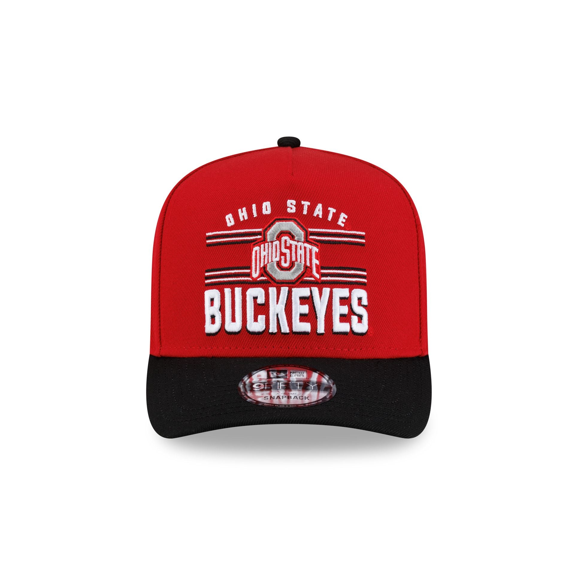 Ohio State Buckeyes College Stripe 9FIFTY A-Frame Snapback Hat
