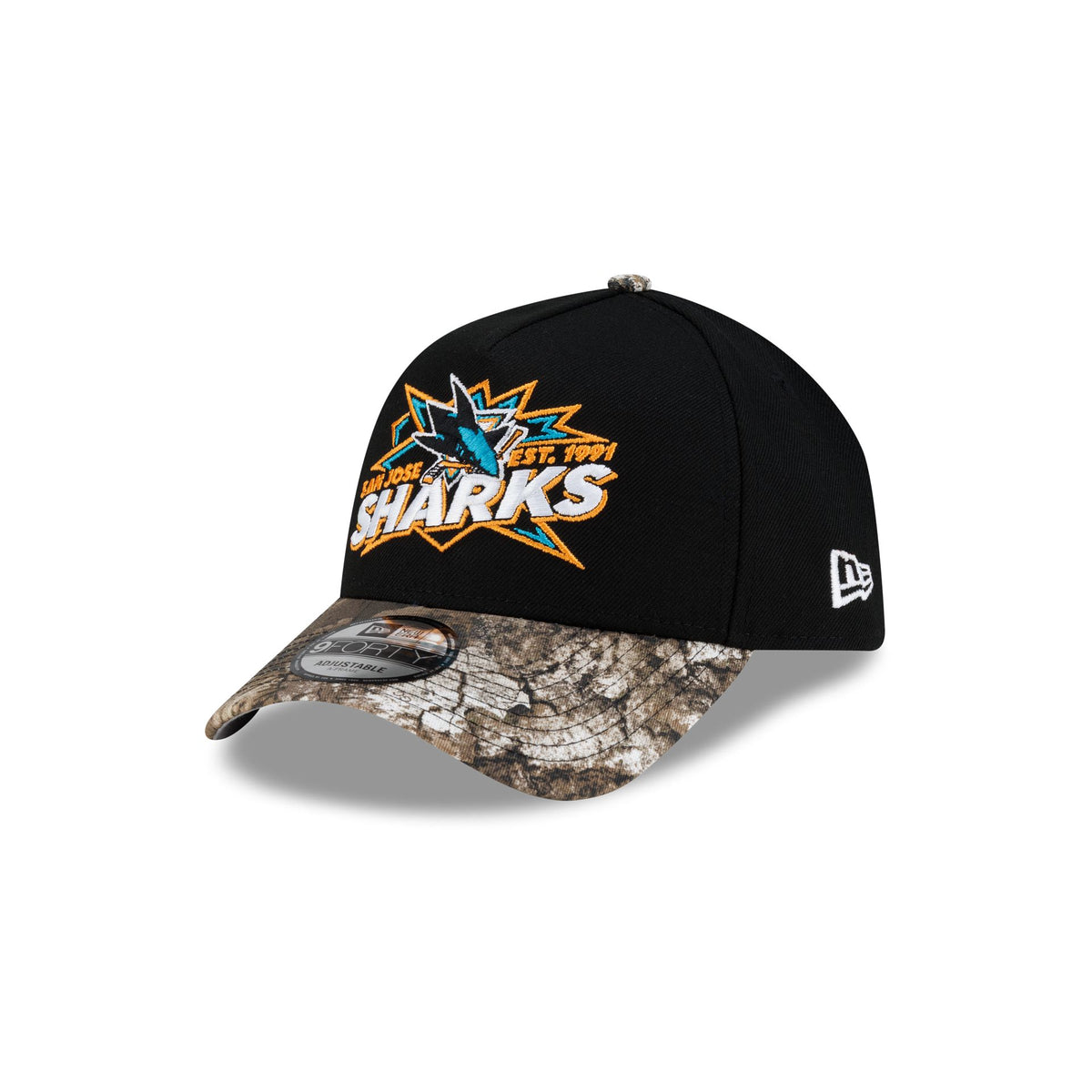 San Jose Sharks Top Shelf Black Camo 9FORTY A-Frame Snapback Hat