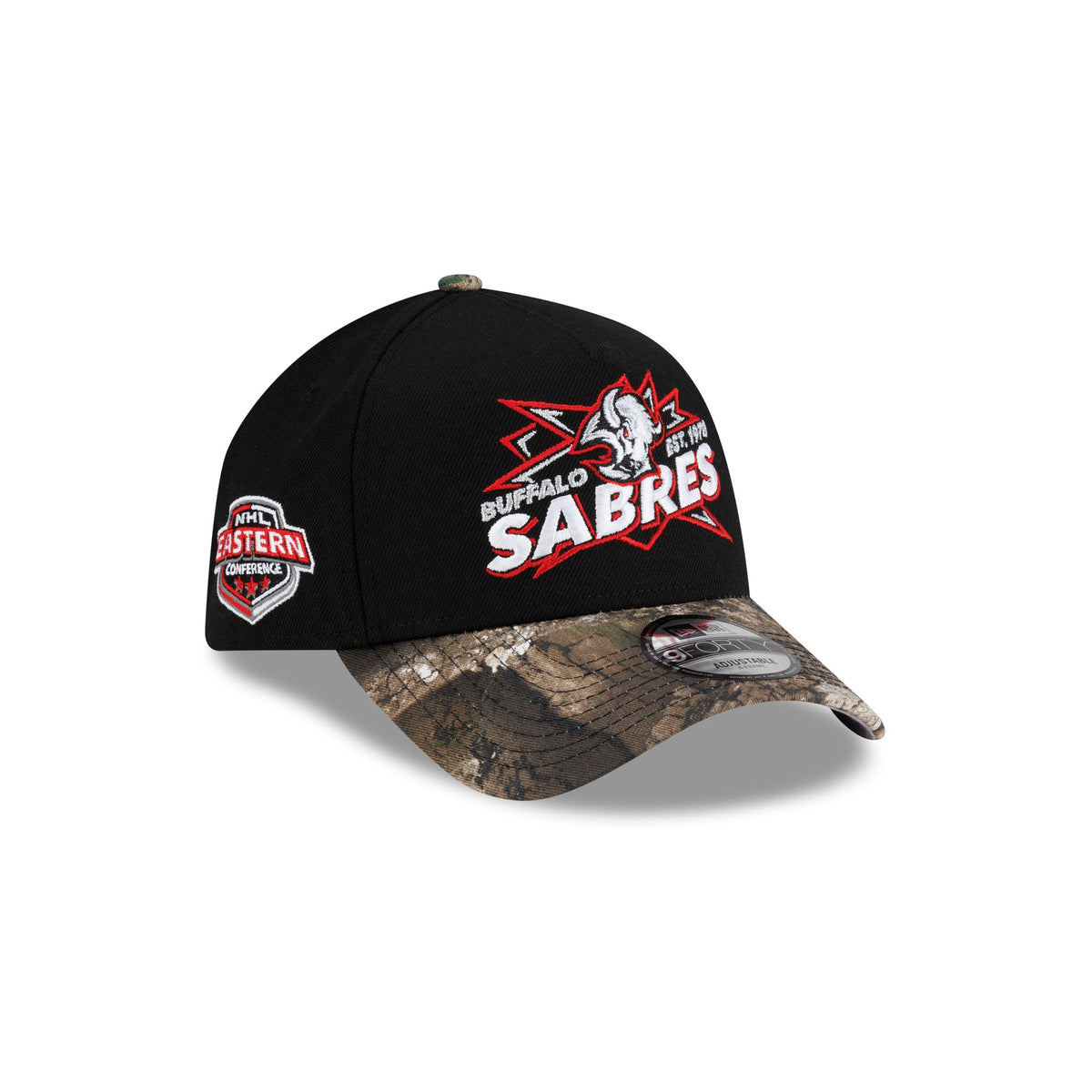 Buffalo Sabres Top Shelf Black Camo 9FORTY A-Frame Snapback Hat