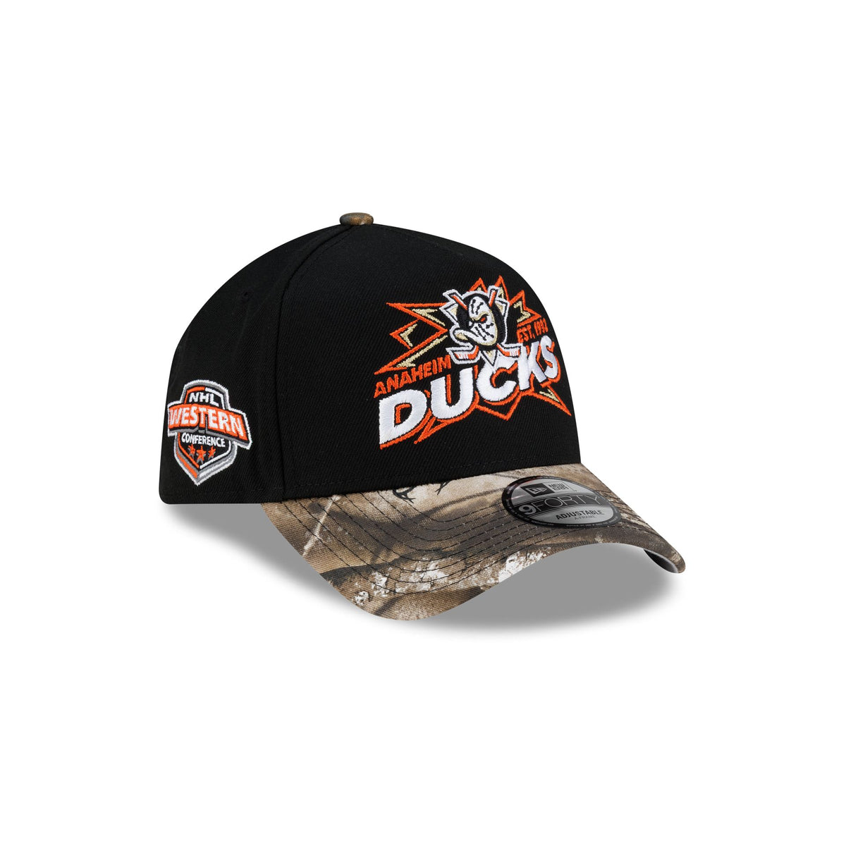 Anaheim Ducks Top Shelf Black Camo 9FORTY A-Frame Snapback Hat