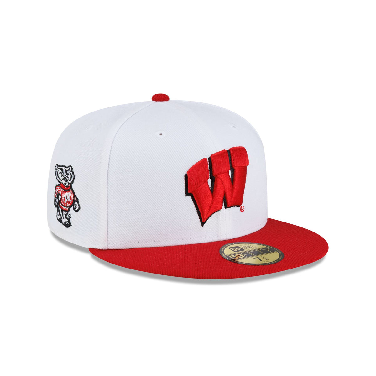 Wisconsin Badgers White Red 59FIFTY Fitted Hat