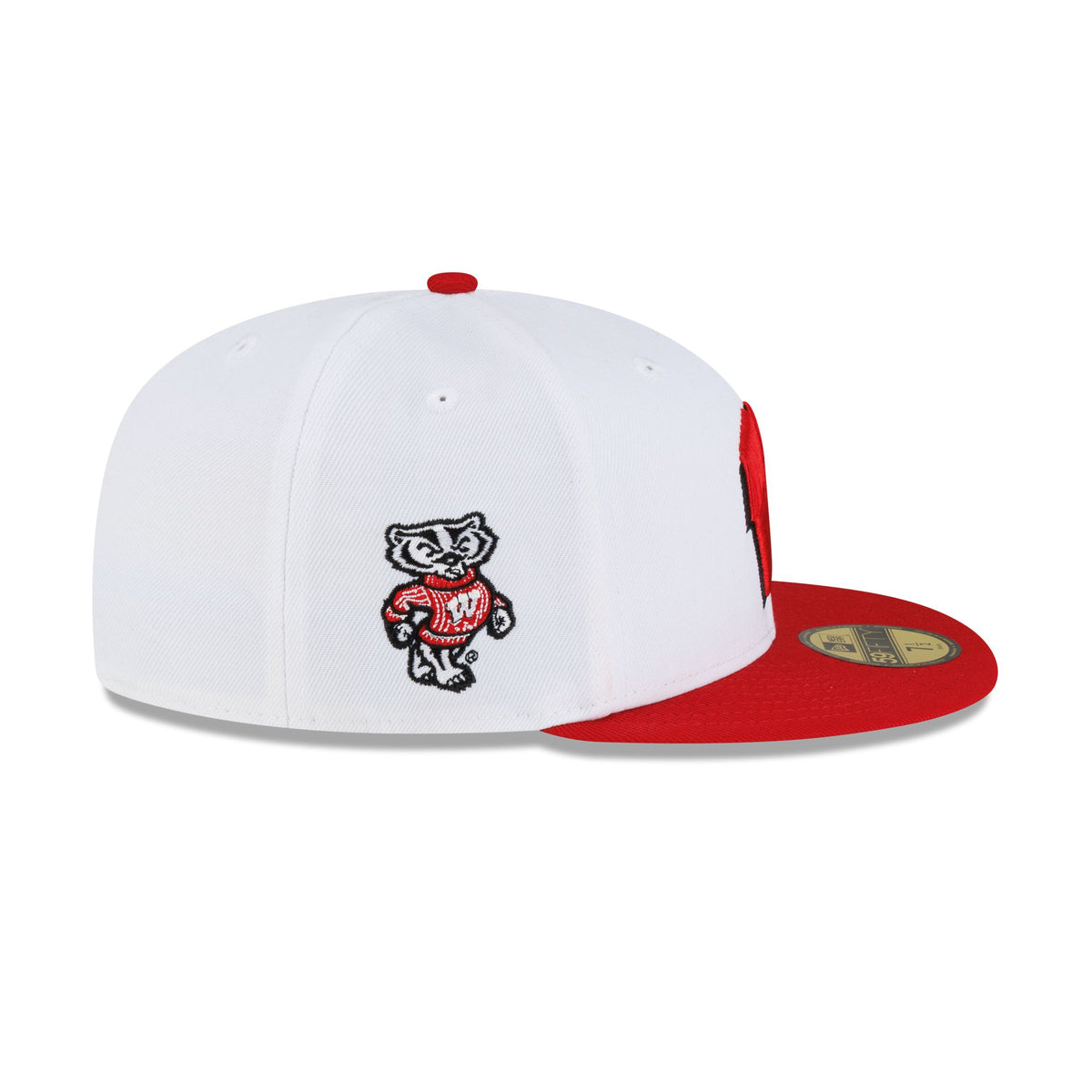 Wisconsin Badgers White Red 59FIFTY Fitted Hat