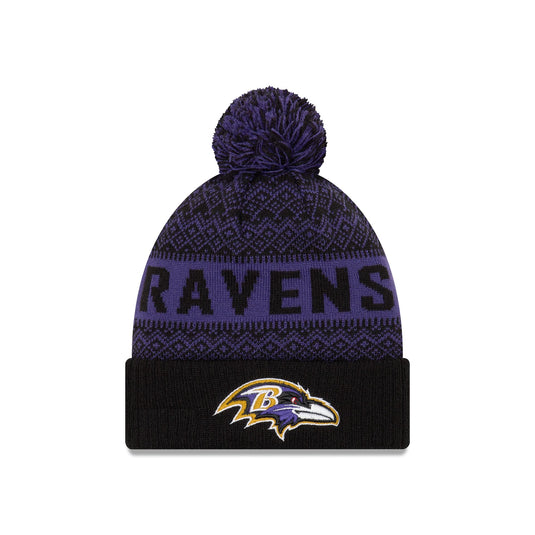 Baltimore Ravens Wintry Kids Pom Knit - New Era Cap