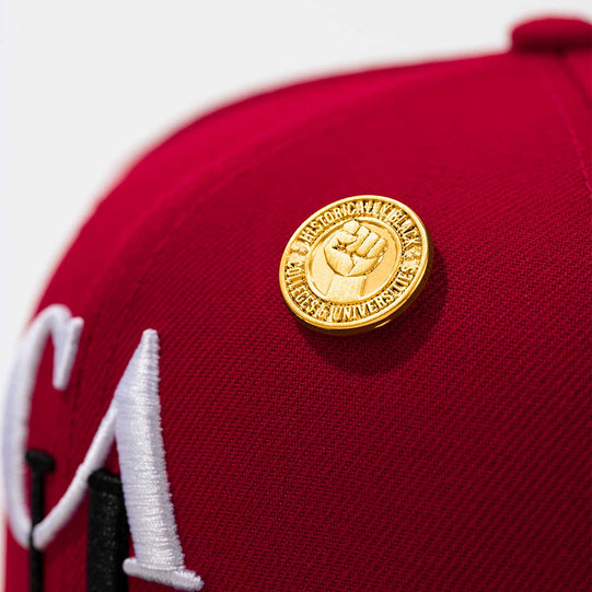 red Clark Atlanta hat with gold pin