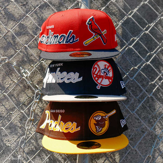 St. Louis Cardinals, New York Yankees, San Diego Padres hats