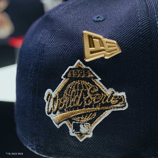 Hat with world series side patch and New Era pin