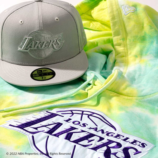MLB & NBA Ice Dye Los Angeles Lakers hat and hooded sweatshirt