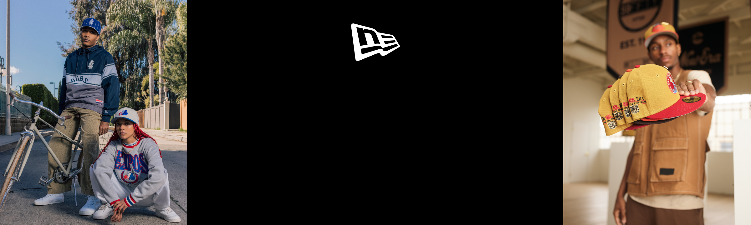 New Era Collections with apparel and headwear on models