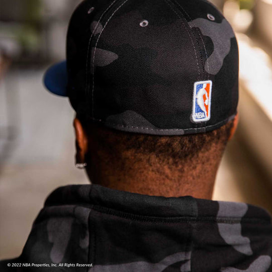 Rear shot of Camo Hat with NBA Logo