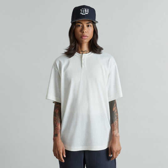 Galvin 2-Button College White Henley Jersey - New Era Cap