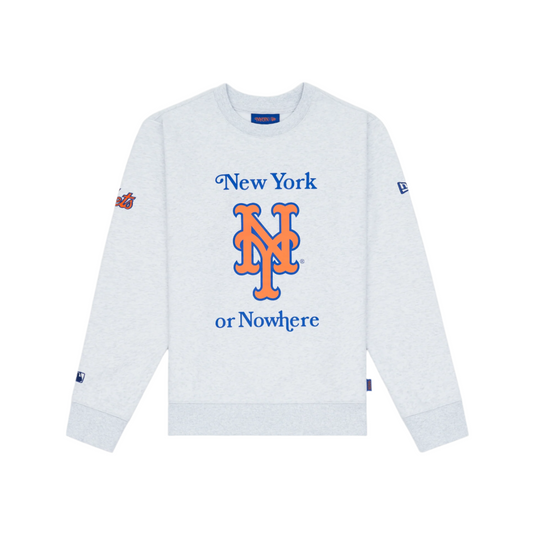 New York or Nowhere x New York Mets White Crewneck - New Era Cap