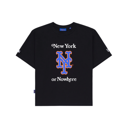 New York or Nowhere x New York Mets Black Relaxed Logo T-Shirt - New Era Cap