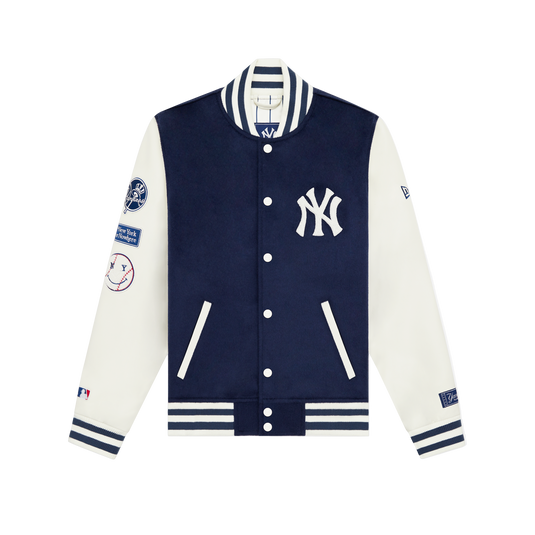 New York or Nowhere x New York Yankees Navy Motto Varsity Jacket - New Era Cap