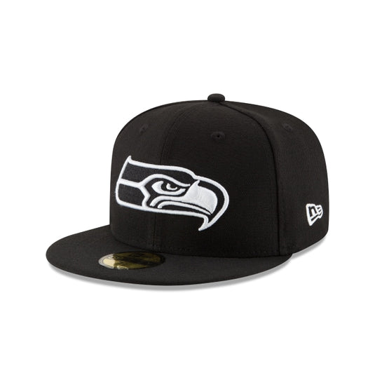 Seattle Seahawks Black & White 59FIFTY Fitted Hat - New Era Cap