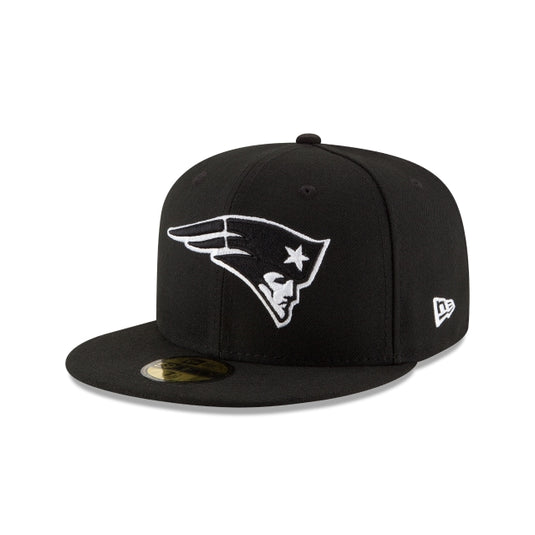 New England Patriots Black & White 59FIFTY Fitted Hat - New Era Cap