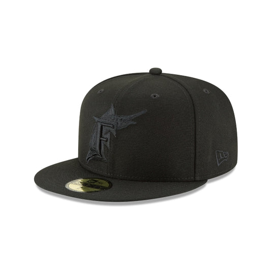 Florida Marlins Blackout Basic 59FIFTY Fitted Hat - New Era Cap
