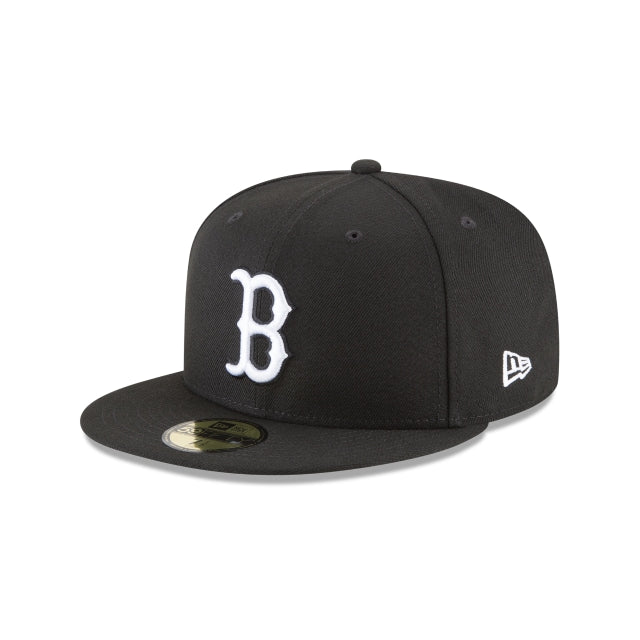 Boston Red Sox Black and White Basic 59FIFTY Fitted Hat