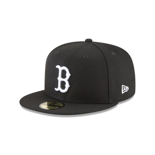 Boston Red Sox Black and White Basic 59FIFTY Fitted Hat - New Era Cap