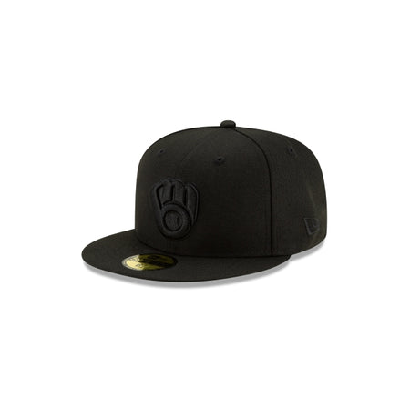 Milwaukee Brewers Black on Black 59FIFTY Fitted Hat