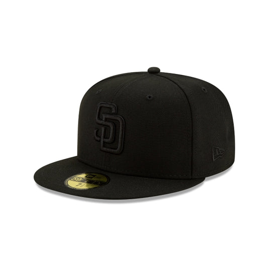 San Diego Padres Basic Black On Black 59FIFTY Fitted Hat - New Era Cap
